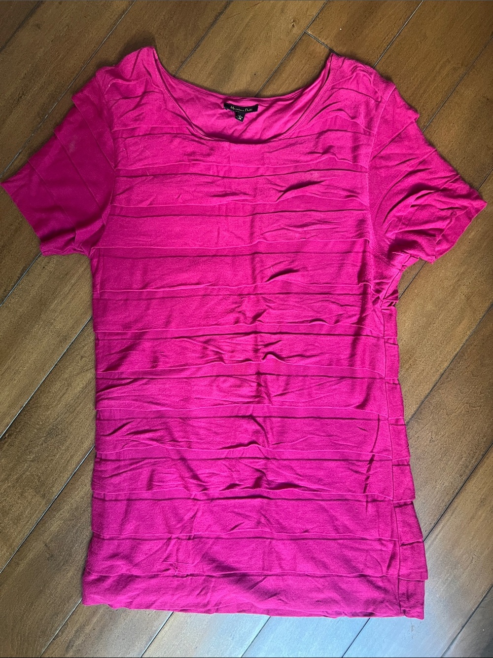 Massimo Dutti Hot Pink Short-Sleeve Layered Top
